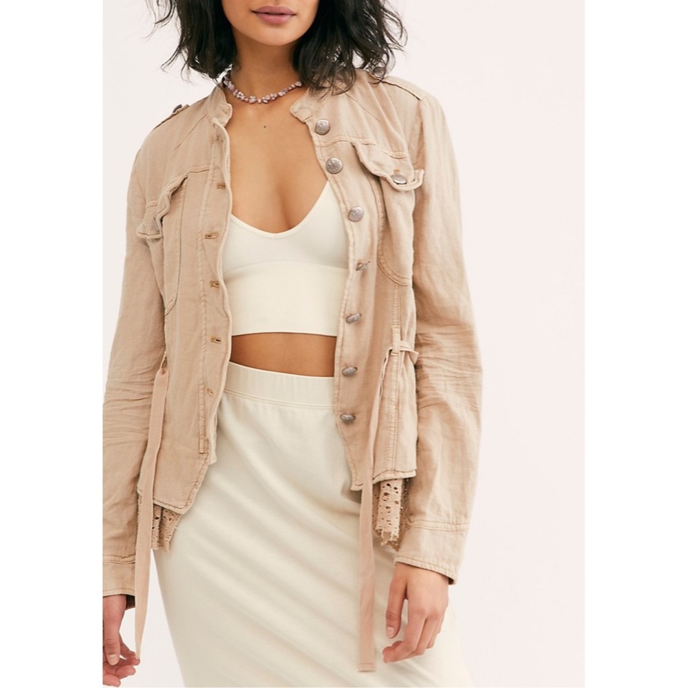 Free People Emilia Military Jacket in Sand NWT L - Picture 6 of 8